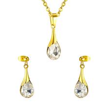 LUXUKISSKIDS-Conjunto de joyería de cristal de acero inoxidable para mujer, conjunto de collar, colgante, pendientes, joyería de oro para boda 2024 - compra barato