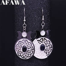 Pentagram Moon Pentagram Irish Knot Natural Stone Stainless Steel Earrings AFAWA Silver Color Jewelry boucle d'oreille EXS02 2024 - buy cheap