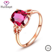 HuiSept 925 Silver Jewelry Ring with Ruby Zircon Gemstone Open Finger Rings for Women Wedding Party Gift Fashion Accessories 2024 - buy cheap