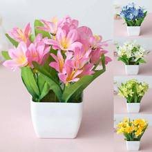 Artificial Lily Flower Plant Home Garden Office Cafe Wedding Party Bonsai Plants Table Potted Ornaments For Home Garden Decor  2024 - buy cheap
