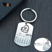 Vnox Personalized Calendar Key Chain Love Date Gifts for Lovers Promise Stainless Steel Souvenir ID Tag Custom Jewelry 2024 - buy cheap