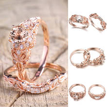 2020 mulheres strass cristal casamento anéis de noivado liga rosa ouro moda jóias finas presente 2024 - compre barato