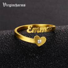 Personalized Customized Fashion Zircon Gold Color Stainless Steel Rings for Women Men Custom Adjustable Ring for Wedding Jewelry 2024 - buy cheap