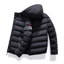 Модная мужская куртка, парки на осень и зиму, Толстая Теплая Повседневная куртка с капюшоном, Мужская однотонная Верхняя одежда со съемным капюшоном, большие размеры 5XL 2024 - купить недорого