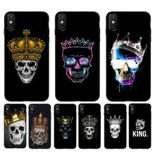 Capa de celular fhnblj com coroa, capa de telefone macia preta para iphone 11 12 mini pro max x xs max 6 6s 7 8 plus 5se xr se2020 2024 - compre barato