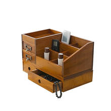 Caja de almacenamiento de madera maciza, cajón multicapa para cosméticos, escritorio, oficina, pequeño, acabado 2024 - compra barato