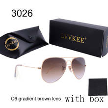 Lvvkee-lentes de cristal de marca famosa para hombre y mujer, gafas de sol de piloto, color marrón degradado, retro, 62MM, montura grande 2024 - compra barato