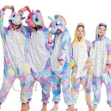 2020 Winter Unicorn Pajamas Sleepwear For Girls Boys Kigurumi Panda Stitch Onesies Flannel Pyjamas Kids Children Licorne Pajamas 2024 - buy cheap