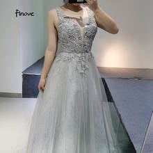 Finove V-Neck Appliques Sexy Evening Dresses Design 2021 A-Line Tulle Sleeveless Formal Dress 2024 - buy cheap