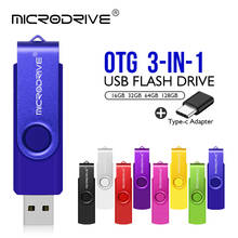 Otg 3 em 1 unidade de memória flash usb giratória, unidade ou pen drive em u 64gb 4gb 8gb 16gb 32gb flash drive 2024 - compre barato