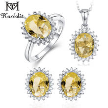 Kuololit conjunto de joias pedras preciosas anéis mulheres sólidos 925 prata esterlina mudança de cor amarelo turco rosa 204 # fina 2024 - compre barato