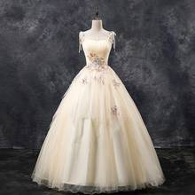 Элегантное Пышное Платье на бретельках цвета шампанского, роскошное кружевное бальное платье с вышивкой, винтажное вечернее платье на выпускной, торжественное платье Vestidos 2024 - купить недорого