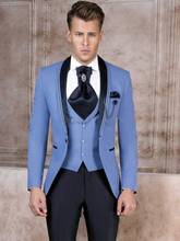 Ternos masculinos customizados com um botão, smoking, lapela, padrinho de casamento, 3 peças (jaqueta + calça + colete + gravata) c948 2024 - compre barato