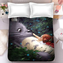 Постельное белье Totoro с мультяшным 3d рисунком, комплект с простыней для детей, подарки, декор для детской комнаты, домашнее постельное белье большого размера 2024 - купить недорого