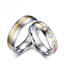 Anel de compromisso de noivado para homens e mulheres, anel dourado e colorido de aço inoxidável cz, tamanho dos eua 5 to13 r424g 2024 - compre barato