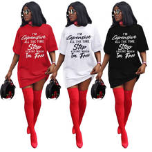 Adogirl Letters Print Loose Casual T Shirt Mini Dress Black White Red Round Neck Short Sleeve Fashion Summer Streetwear 2024 - buy cheap