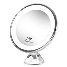 Espelho para maquiagem de banheiro com ampliação 10x, luz led para preenchimento, rotação em 360 graus com ventosa poderosa 2024 - compre barato