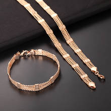 8mm Womens Lady Men Rose Gold Color Necklaces Set Bead Chain Bracelet Set Jewelry 2024 - buy cheap