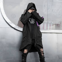 Sudadera con capucha Punk para hombre, chaqueta holgada Extra larga, de hip hop, color negro, para Otoño e Invierno 2024 - compra barato