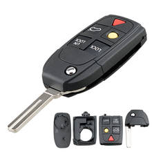5 botões do carro chave fob caso substituição escudo flip dobrável remoto capa apto para volvo s60/s80/v70/xc70/xc90 2024 - compre barato