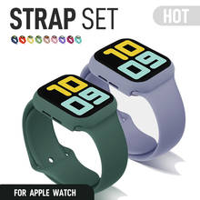 Ремешок + стекло + чехол для ремешка Apple Watch 44 мм 40 мм, ремешок для iWatch 42 мм 38 мм, силиконовый бампер + браслет для apple watch series 4 3 5 SE 6 2024 - купить недорого