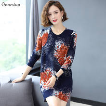 Long Sweater Dress Autumn Fashion Long Sleeve Pullovers Print Knitwear Jumper Plus Size Sweater Women 2024 - buy cheap