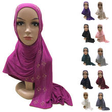 160*50 см Hijab шарф Мусульманский Для женщин Стразы длинной мантией для Обёрточная бумага исламский головной убор тюрбан мягкий Головные уборы арабские шарфы молитва хиджаб 2024 - купить недорого