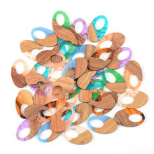 Brincos elipse ocos acessórios de madeira natural, conjunto de resina feito a mão faça você mesmo, achados & componentes de joias 2024 - compre barato