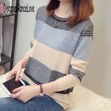 2021 Striped Sweater Pullovers Collision Colour Sweaters Kintted Autumn Ladies Casual Knit Sweater Women Cloth 2024 - buy cheap
