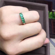 natural emerald ring solid 925 sterling silver emerald ring round natural emerald gemstones ring simple design ring 2024 - buy cheap