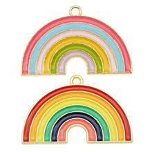Julie Wang 4PCS Enamel Rainbow Charms Alloy Colorful Gold Tone Rainbow Pendants Bracelet Jewelry Making Accessory 2024 - buy cheap