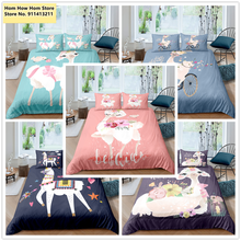 2/3pcs 3D Digital Alpaca Pattern  Pink Blue Duvet Cover Set Bedding Set Single Twin Double Full Queen King Size Bedroom Textiles 2024 - buy cheap