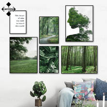 Pôster de arte da natureza para parede, pôster com folhas, floresta, verde e nórdico, letras para impressão, imagem em tela para decoração de casa 2024 - compre barato