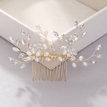 Gold Silver Color Bridal Hair Comb Wedding Hair Accessories Head Ornaments Pearl Hair Comb Jewelry Rhinestone Bridal Headpiece 2024 - buy cheap