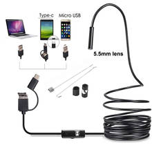 Водонепроницаемый эндоскоп 3 в 1, 5,5 мм, USB-кабельный эндоскоп, камера для осмотра, 1 м, 2 м, 3,5 м, 5 м, Бороскоп с 6 светодиодами, эндоскоп для Android 2024 - купить недорого