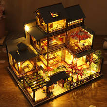 Деревянный миниатюрный кукольный домик «сделай сам» 1:24, набор моделей кукольного дома ручной работы, игрушки для детей и взрослых, подарок для влюбленных с лампой 2024 - купить недорого