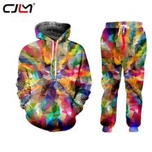 CJLM-chándal con patrón de diamante colorido 3D para hombre, ropa de invierno, traje de dos piezas, Sudadera con capucha, pantalones de chándal, novedad de 2020 2024 - compra barato