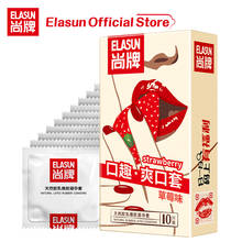 Elasun Oral Sex Condom 10Pcs/Box Strawberry Flavor Penis Sleeve Natural Latex Women Mouth Blowjob for Adults Sex Toy New Arrival 2024 - buy cheap