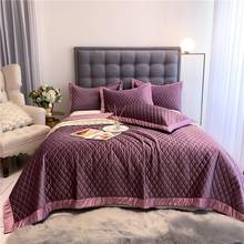 J2-funda de seda suave para cama, colcha acolchada de terciopelo polar, color púrpura, amarillo, gris, verde, blanco, 3 uds. 2024 - compra barato