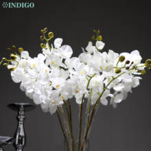 Индиго-9 шт белые фаленопсис орхидеи латексное покрытие настоящий сенсорный цветок свадебные цветочные орхидеи Цветочные Вечерние Бесплатная доставка 2024 - купить недорого