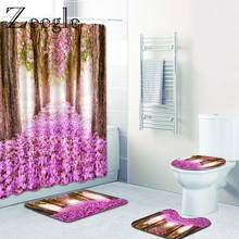 Набор ковриков для ванной Противоскользящий ковер занавеска для душа с крючками впитывающая Крышка для ванной Аксессуары для унитаза аксессуары для унитаза набор для ванной комнаты 2024 - купить недорого