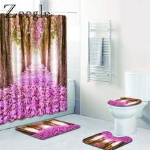 Bath Mat Set Anti Slip Carpet Shower Curtain with Hooks Absorbent Bathroom Toilet Seat Cover Mat Accessories for Toilet Carpet 2024 - buy cheap