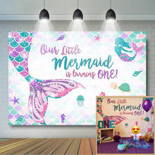 Mermaid 1st Birthday Party Decoration Under the Sea Photography Backdrop Girl Princess Birthday Party Banner Age Custom 2024 - buy cheap