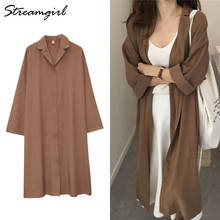 Novo casaco trench coat feminino de outono, casaco longo solto de manga longa para mulheres 2024 - compre barato