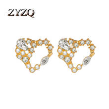 ZYZQ S925 Korean Love Earrings For Women Sweet Imitation Pearl Crystal Stud Earrings Fashion Cocktail Party Earrings 2024 - buy cheap