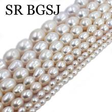 Free Ship 2-10mm DIY Jewelry Wholesale White Baroque Olivary Rice Natural Freshwater Pearl Beads Strand 14inch 2024 - buy cheap