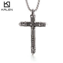 Kalen colar gótico com pingente de cruz caveira, masculino aço inoxidável 2020, colar tendência 2024 - compre barato