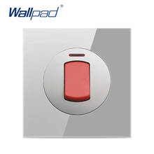 Interruptor de luz de parede de fogão 45a wallpad com indicador led painel de vidro de cristal cinza 2024 - compre barato