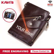 KAVIS Free Engraving Rfid Genuine Leather Wallet Men Crazy Horse Wallets Short Coin Purse Male Money Walet High Quality Boys 2024 - buy cheap