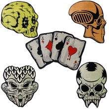 Sticker Skull Poker Spades A Skull Sticker Jacket Clothes Decal Punk Style Iron on Patches Embroidery Badge 1pc TH1960 2024 - buy cheap